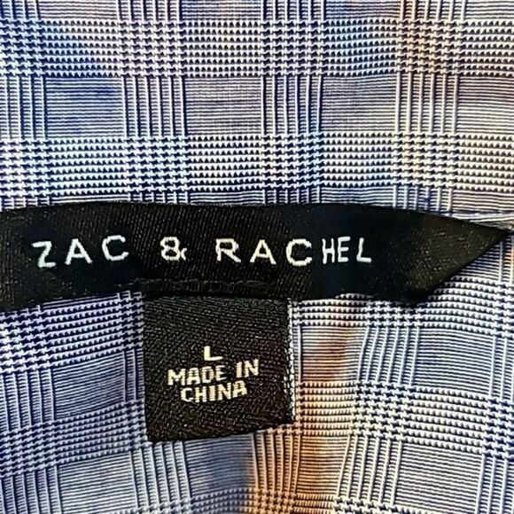 Zac & Rachel Blue Buttondown Shirt, Longsleeve WideElastic Cuff/Ruffle,Sz Large - Picture 6 of 6